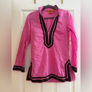 Tory Burch Split Neck Long Sheer Tunic